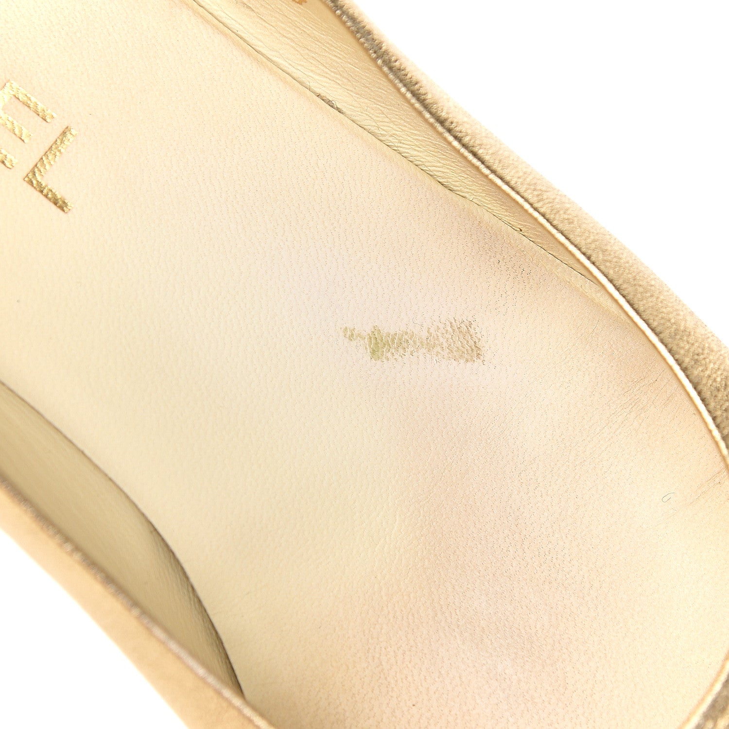 Chanel Lambskin Grosgrain Cap Toe CC Wedge Pumps 39.5 Gold 7 of 10