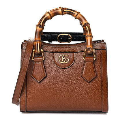 Gucci Textured Dollar Calfskin Web Mini Diana Tote Bag Cuir Black 1 of 11