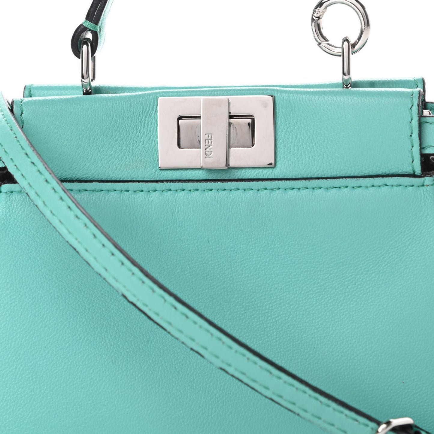 Shiny Nappa Micro Peekaboo Iconic Satchel Turchese Egiz