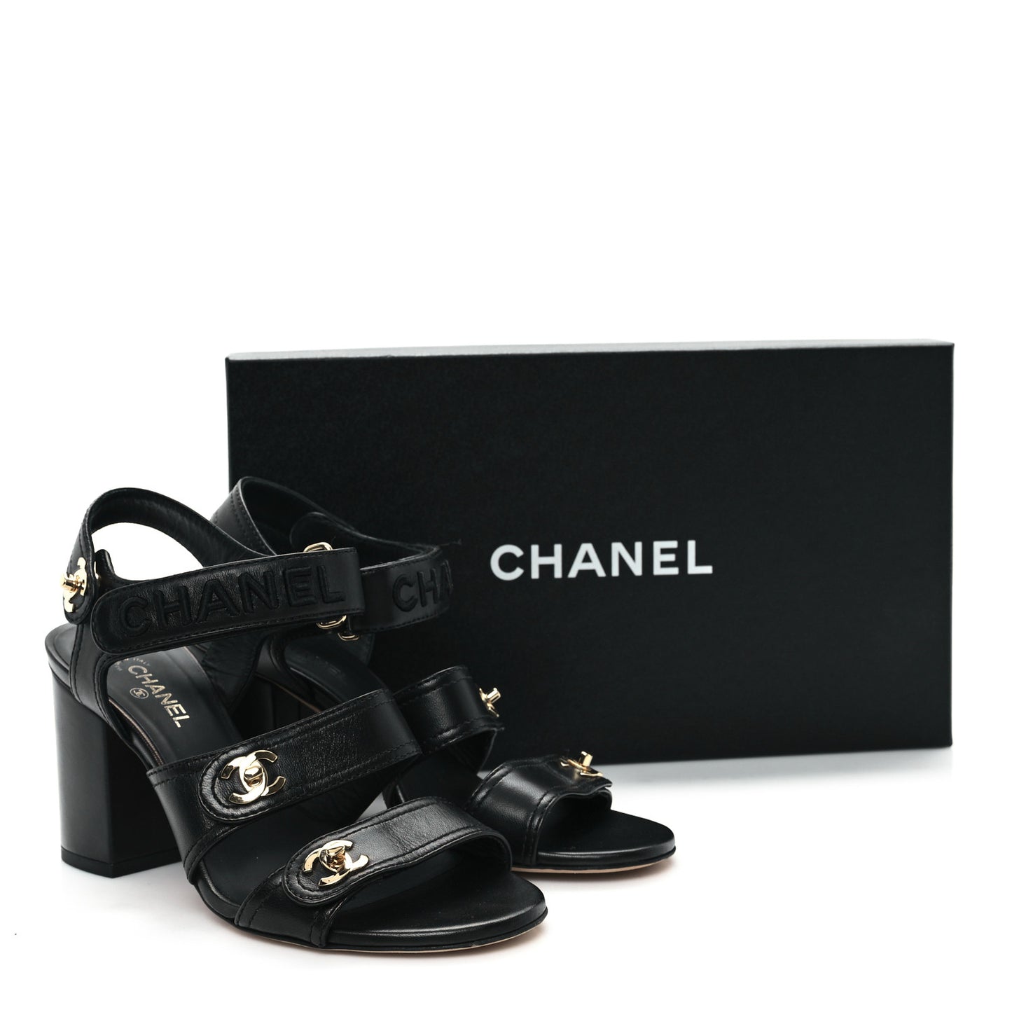 Lambskin CC Turnlock Sandals 37 Black