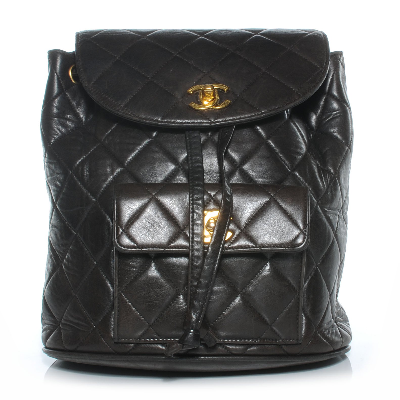 Chanel Lambskin Quilted Chain Backpack Dark Brown 1 of 8