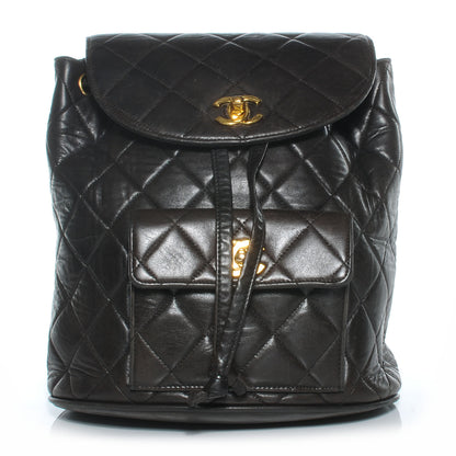 Chanel Lambskin Quilted Chain Backpack Dark Brown 1 of 8