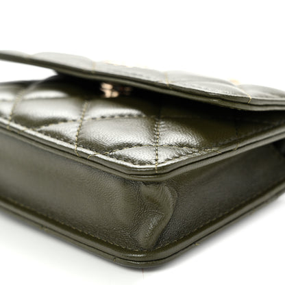 Chanel Lambskin Quilted Clutch With Chain Green 11 of 11