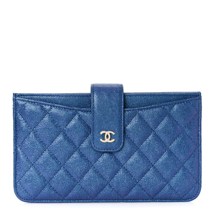 Chanel Iridescent Caviar Quilted Classic Strap Pouch Dark Blue 3 of 10