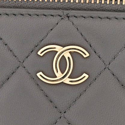 Chanel Lambskin Quilted Small Top Handle Vanity Case With Chain Dark Grey 11 of 12
