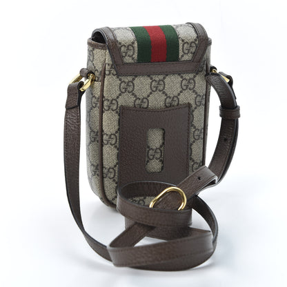 Gucci GG Supreme Monogram Web Ophidia Phone Crossbody Bag Beige New Acero 2 of 10