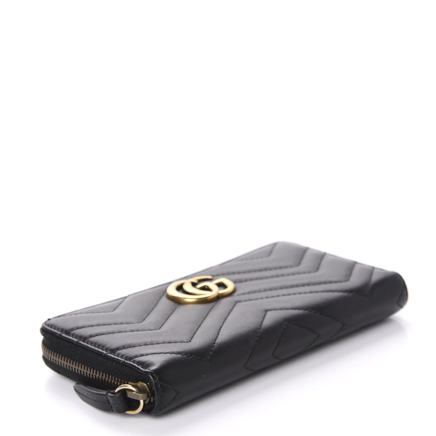 Calfskin Matelasse GG Marmont Zip Around Wallet Black