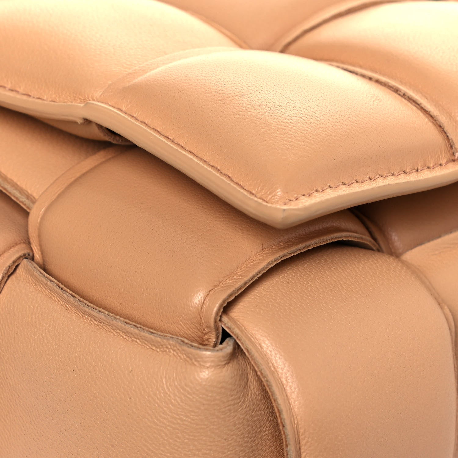 Bottega Veneta Lambskin Maxi Intreccio Padded Chain Cassette Crossbody Bag Almond 18 of 20
