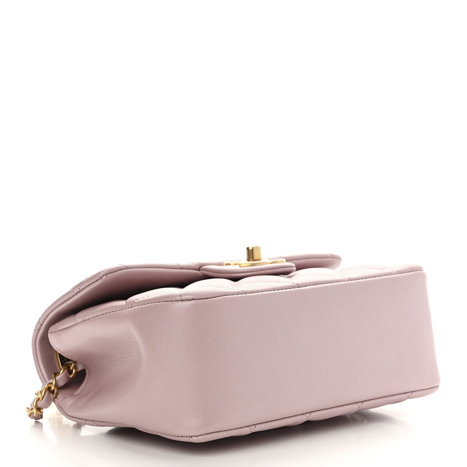 Chanel Shiny Lambskin Quilted Pearl Twist Mini Square Flap Light Pink 4 of 10
