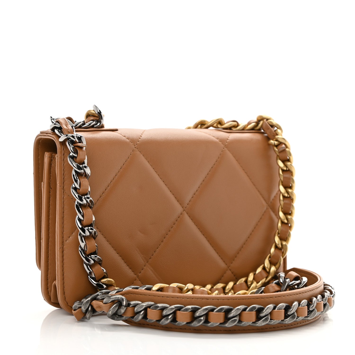 Chanel Lambskin Quilted Chanel 19 Wallet On Chain WOC Brown 3 of 11