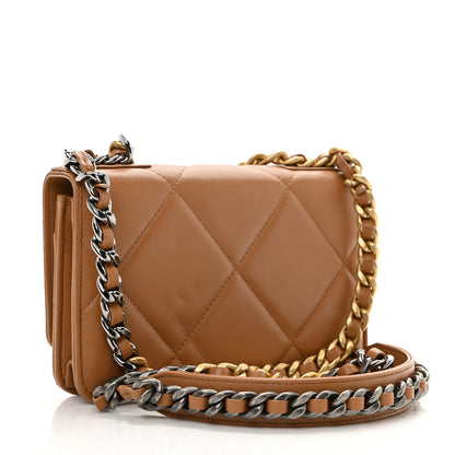 Chanel Lambskin Quilted Chanel 19 Wallet On Chain WOC Brown 3 of 11