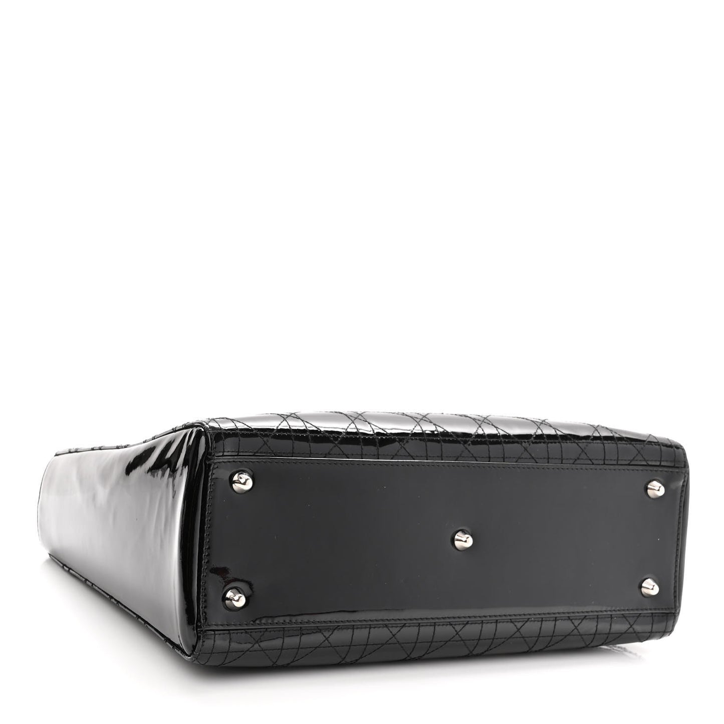 Patent Cannage Stitched Large Lady Dior Black