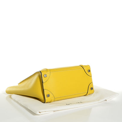 Celine Drummed Calfskin Micro Luggage Citron 4 of 8