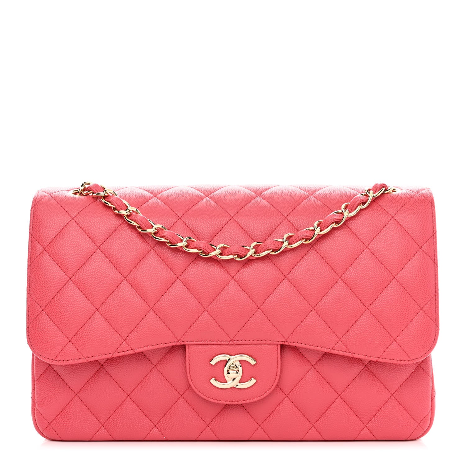 Chanel Caviar Quilted Jumbo Double Flap Dark Pink 1 of 11