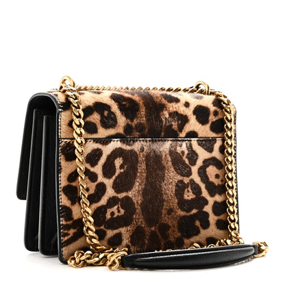 Saint Laurent Calf Hair Leopard Print Monogram Small Sunset Chain Wallet Natural Black 3 of 10