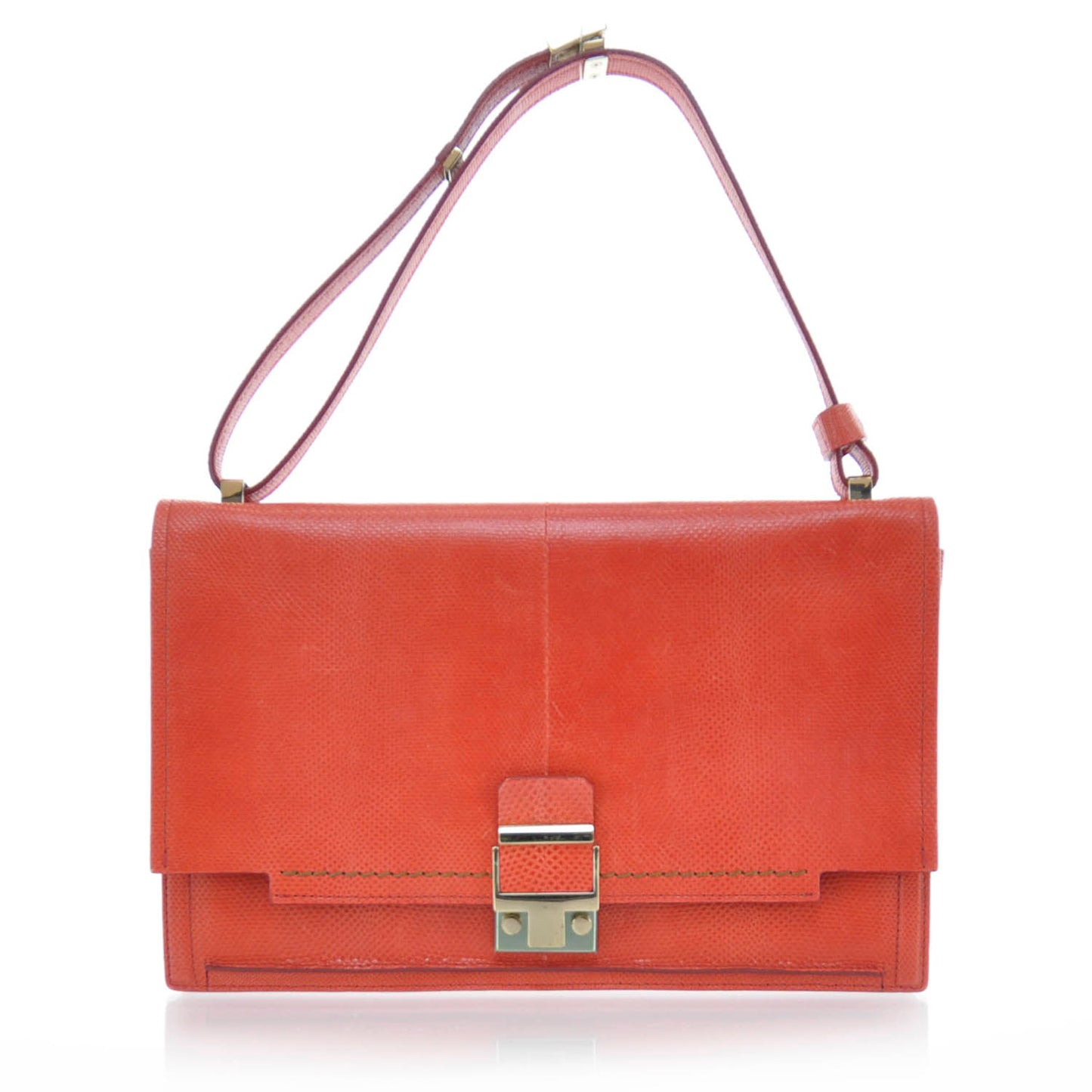LANVIN Snakeskin Partition Bag Red