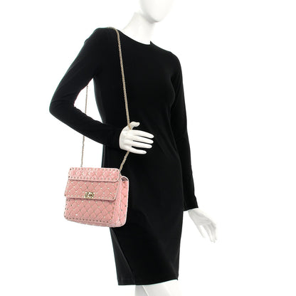 Valentino Garavani Velvet Medium Rockstud Spike Shoulder Bag Water Rose 2 of 8