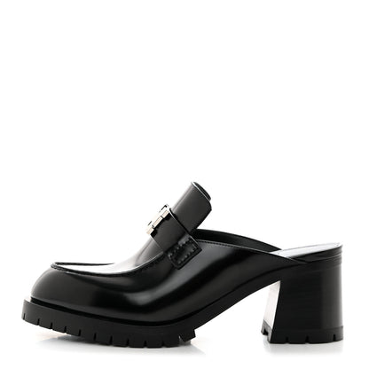 Hermes Calfskin Womens Flore 60 Mules 37.5 Black 1 of 9