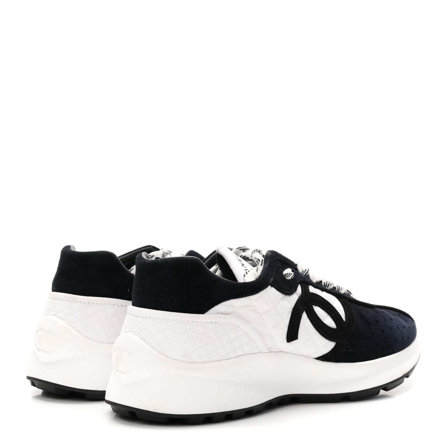 Fabric Suede Kidskin CC Sneakers 41 Dark Navy White