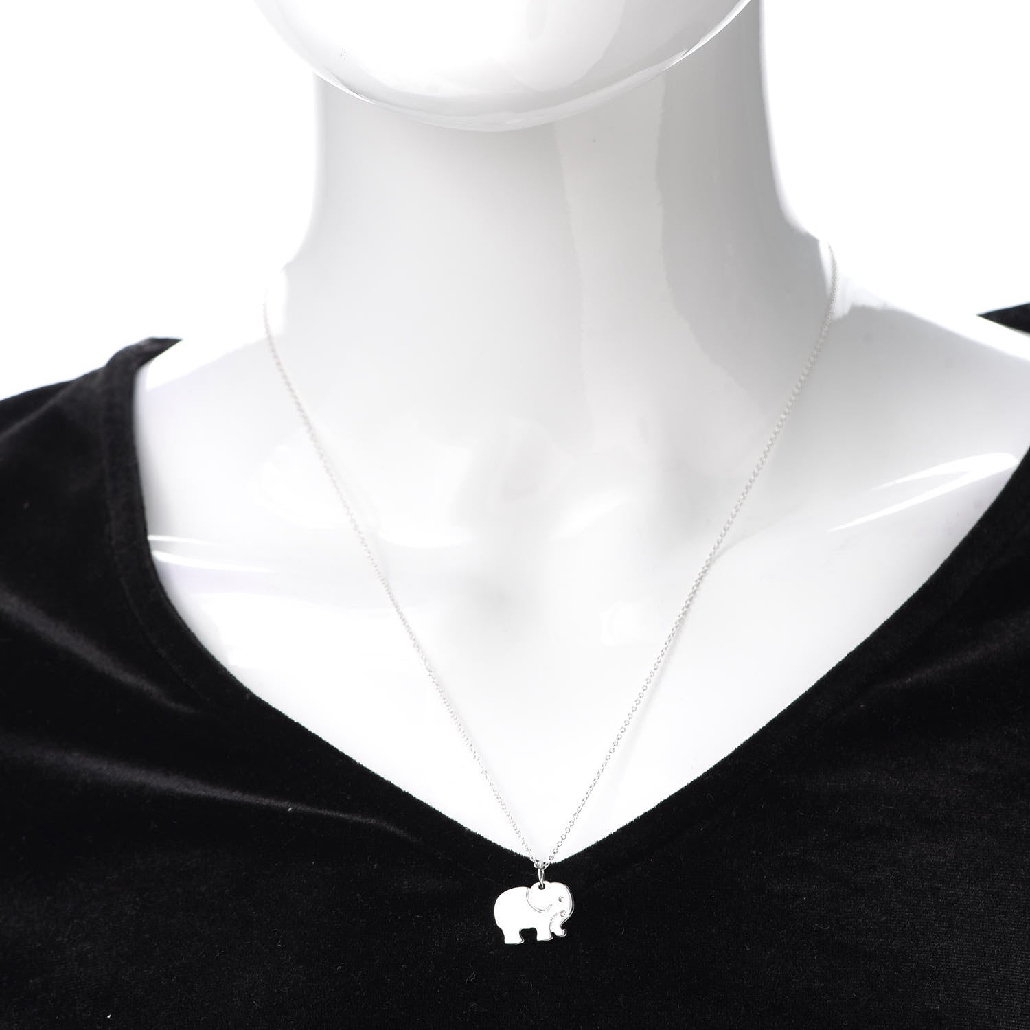 Tiffany Sterling Silver Elephant Never Forgets Pendant Necklace