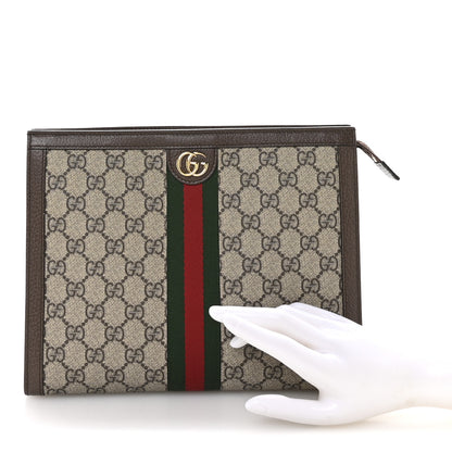 Gucci GG Supreme Monogram Web Ophidia Pouch Brown 2 of 8