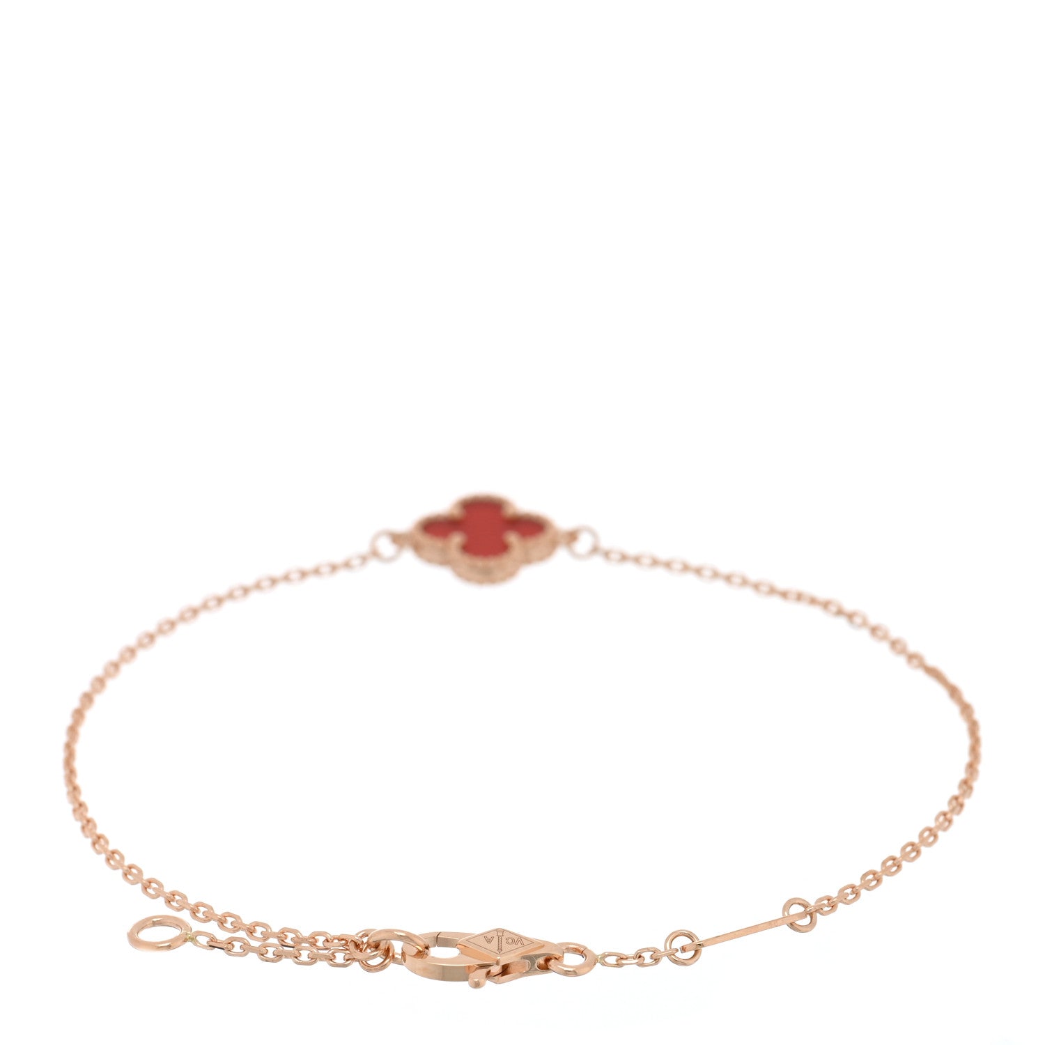 Van Cleef & Arpels 18K Rose Gold Carnelian Sweet Alhambra Bracelet 2 of 4