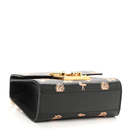 Gucci Textured Dollar Calfskin Berry Print Small Padlock Shoulder Bag Black Light Copper 4 of 10