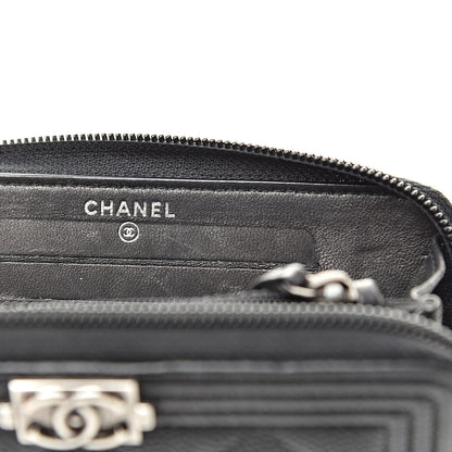 Chanel Caviar Quilted Small Boy Zip Around Wallet Black 10 of 10