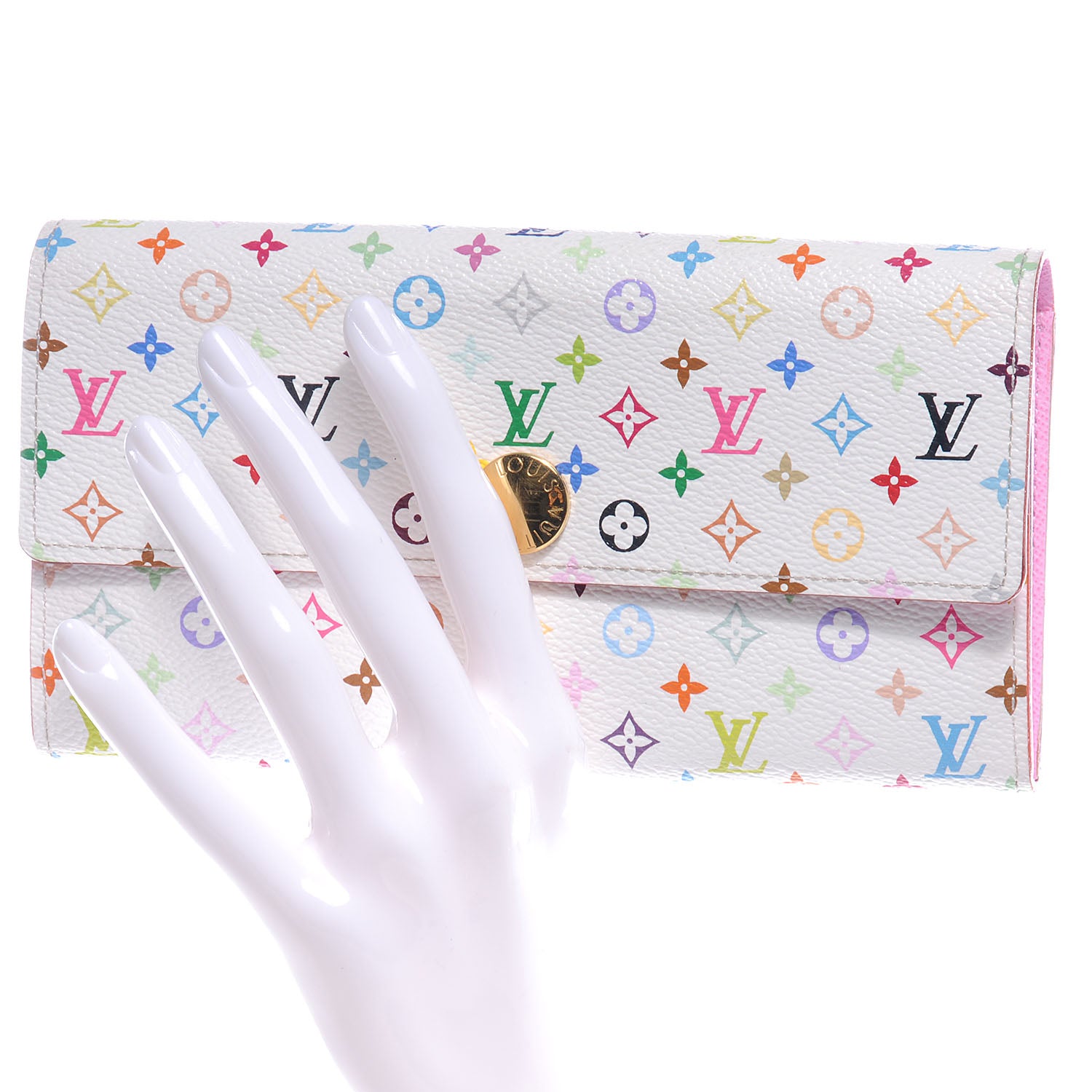 Louis Vuitton Monogram Multicolor Sarah Wallet White 2 of 9