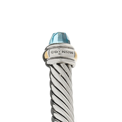 David Yurman Sterling Silver 18K Yellow Gold Blue Topaz 4mm Cable Classics Bracelet 3 of 3