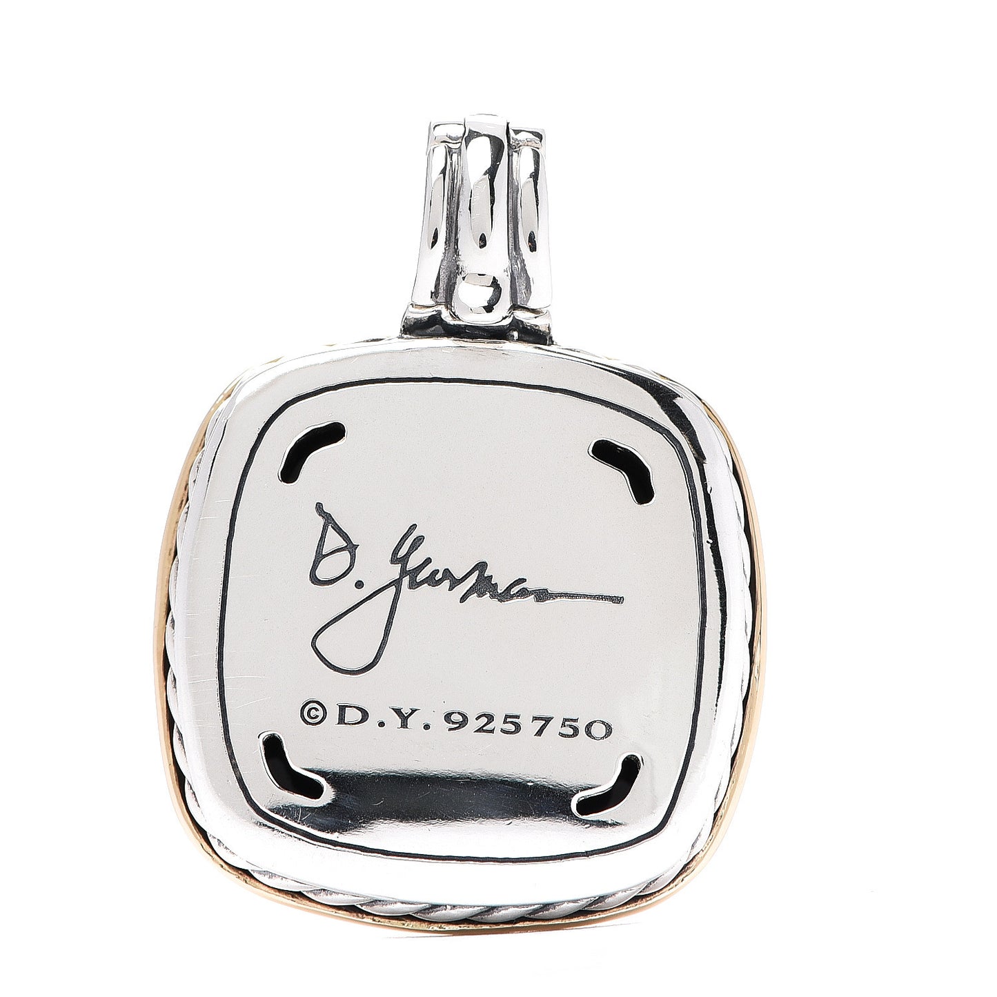Sterling Silver 18K Yellow Gold Black Onyx 20mm Albion Enhancer Pendant