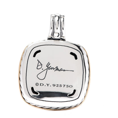 David Yurman Sterling Silver 18K Yellow Gold Black Onyx 20mm Albion Enhancer Pendant 3 of 3