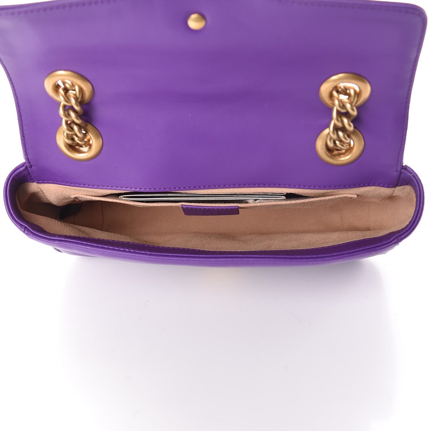 Gucci Calfskin Matelasse Mini GG Marmont Shoulder Bag Shine Purple 5 of 9