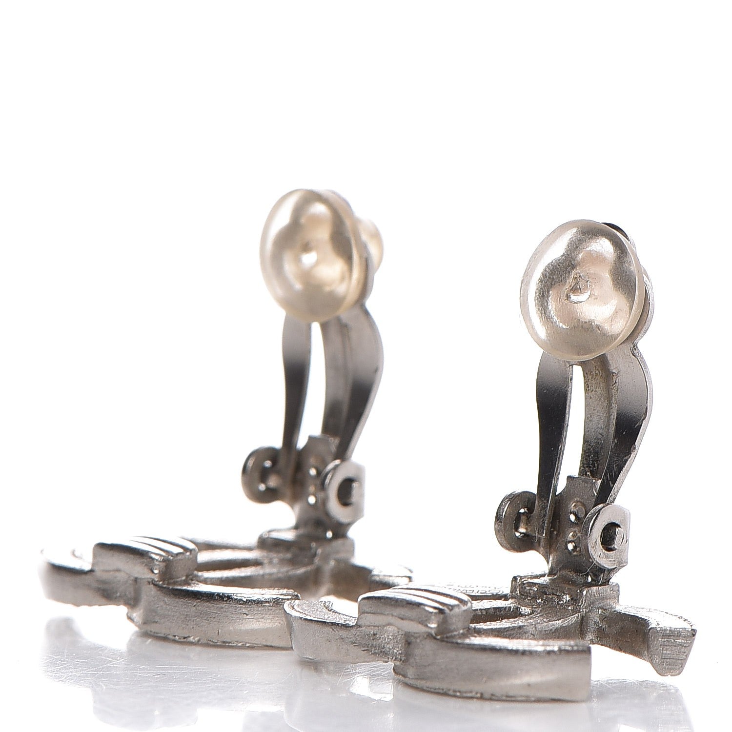 Chanel Crystal CC Clip On Earrings Silver 3 of 5
