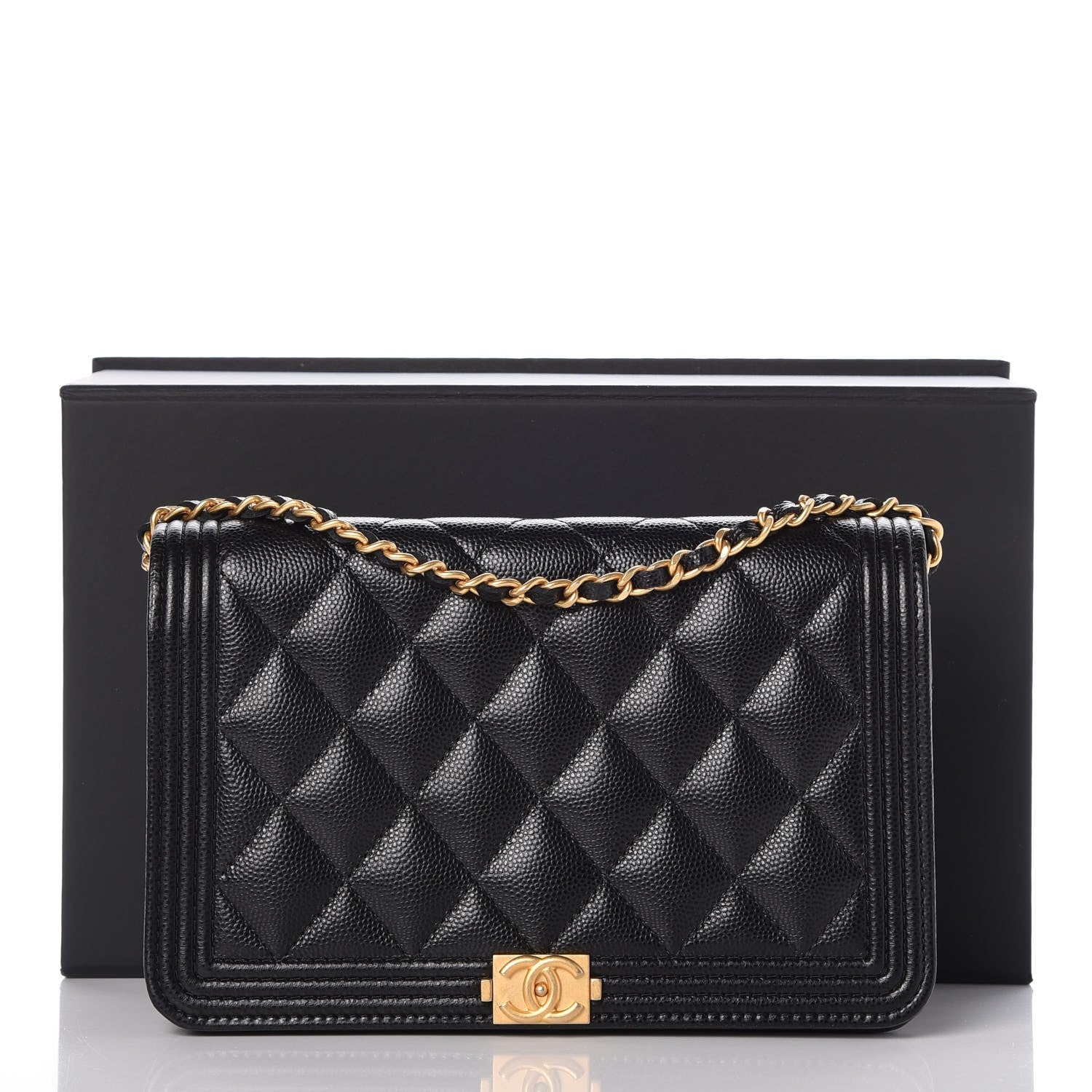 Chanel Caviar Quilted Boy Wallet On Chain WOC Black 9 of 9