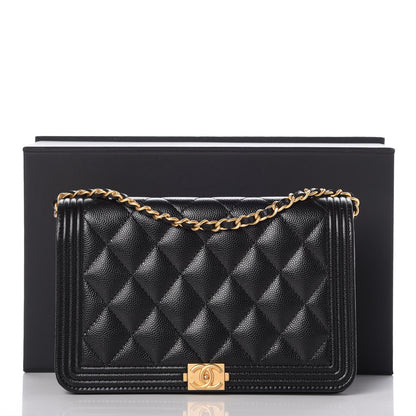 Chanel Caviar Quilted Boy Wallet On Chain WOC Black 9 of 9