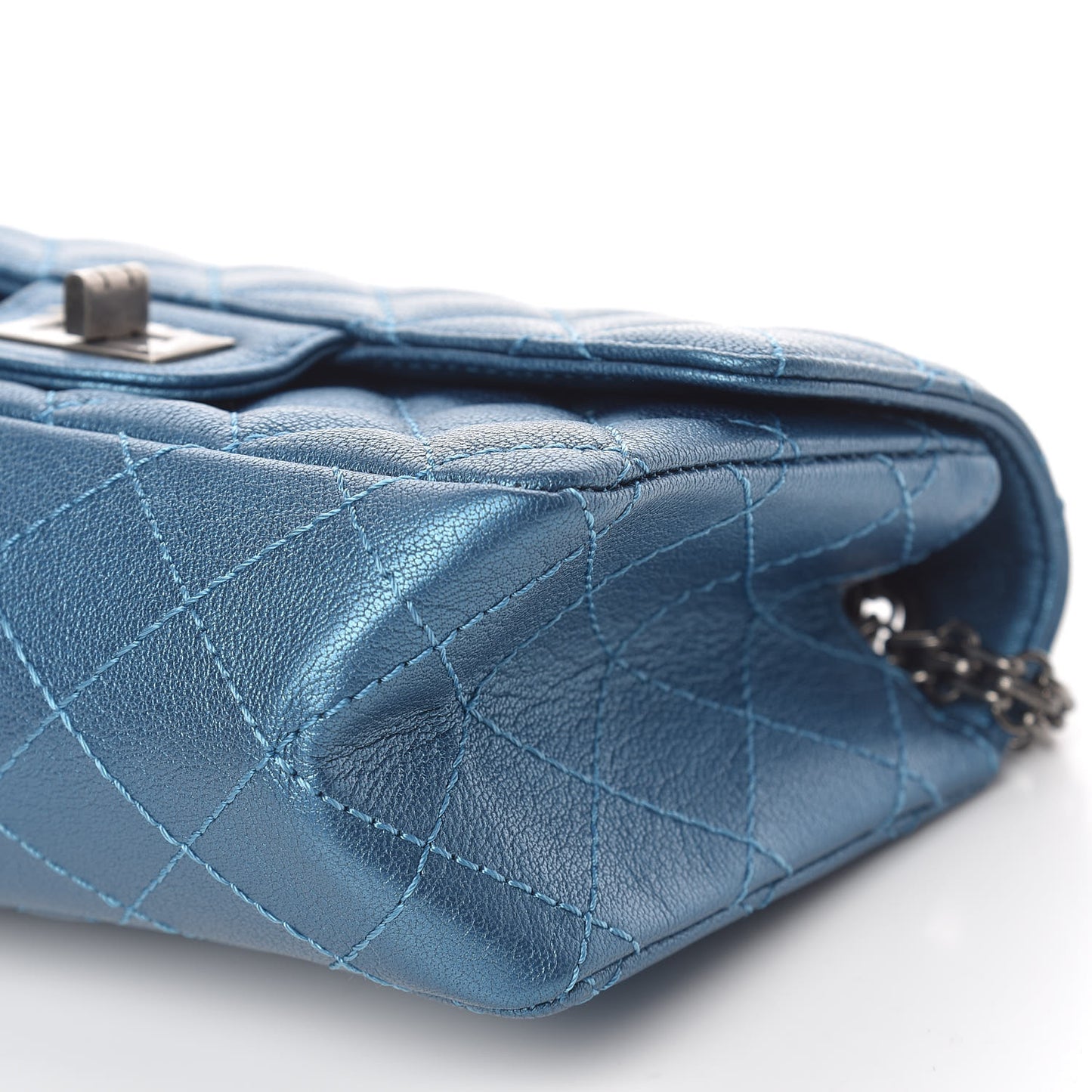 Metallic Sheepskin Quilted 2.55 Reissue Mini Flap Blue