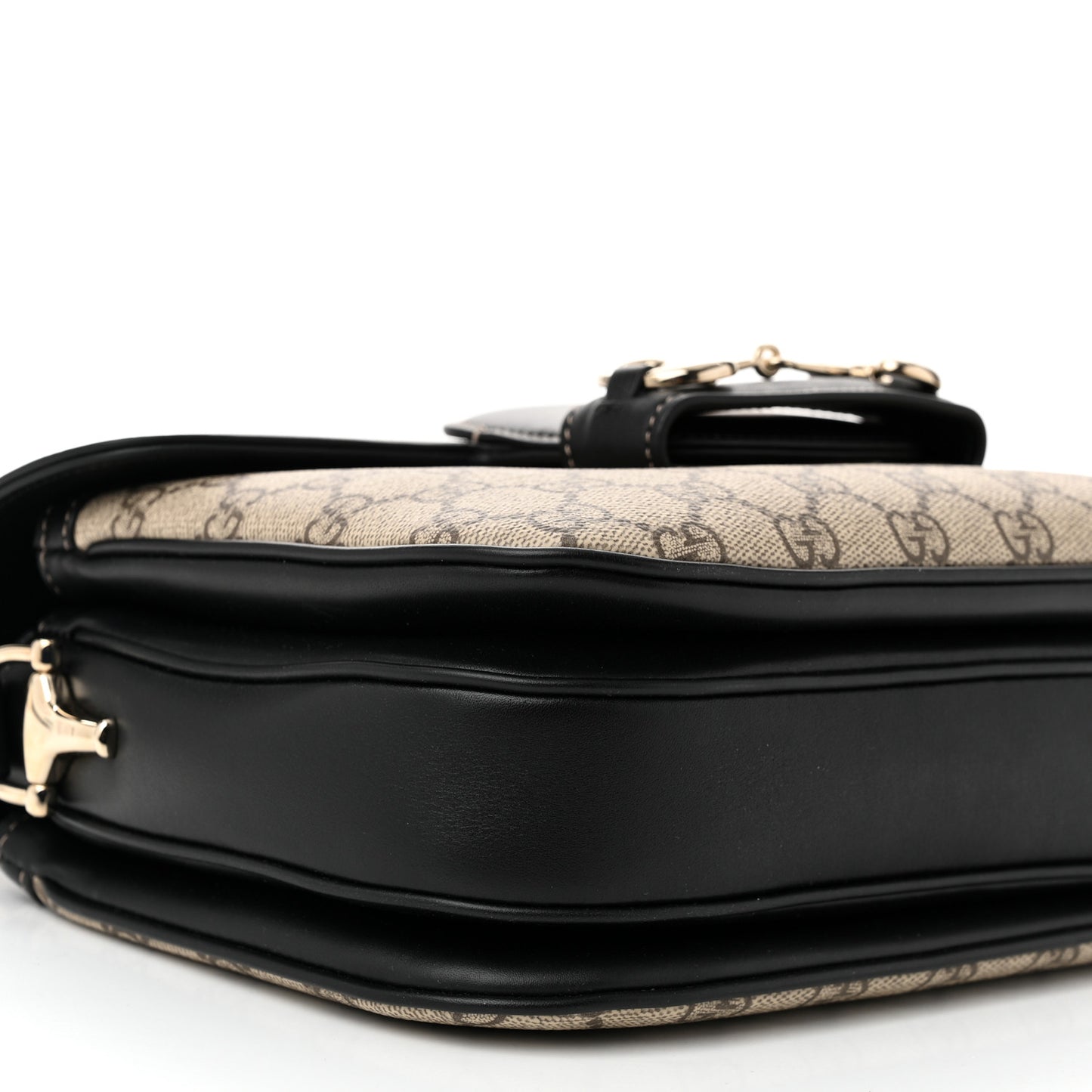 GG Supreme Monogram Horsebit 1955 Soft Small Shoulder Bag Beige Black