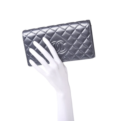 Chanel Calfskin Quilted Large Diamond CC Flap Wallet Dark Silver 2 of 11