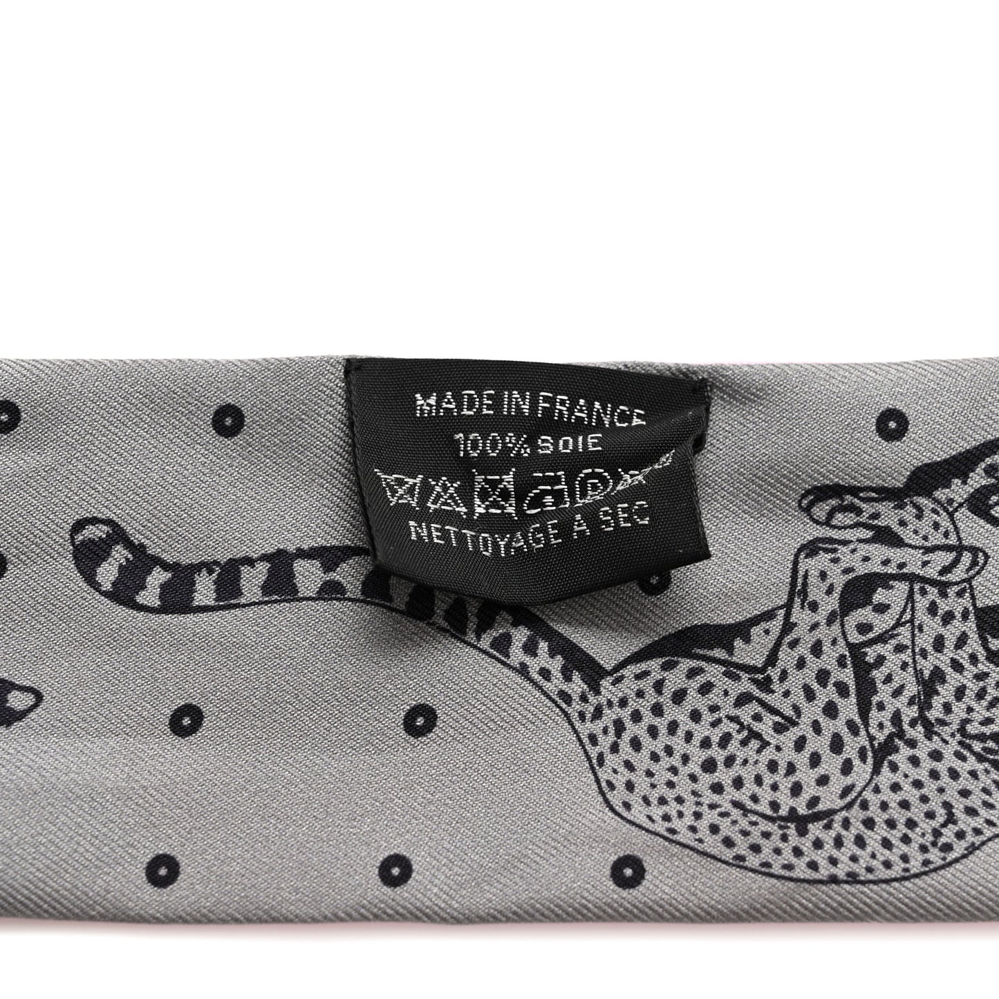 Silk Guepards Bandana Twilly Rose Gris Bleu