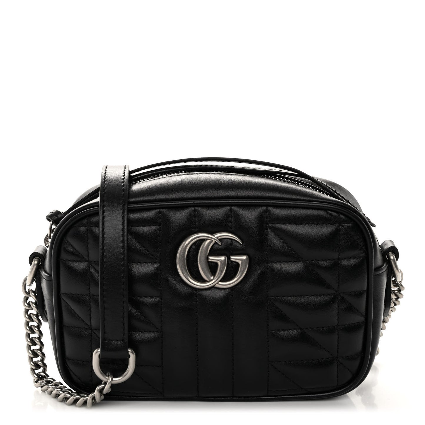 Calfskin Matelasse Aria Mini GG Marmont Chain Shoulder Bag Black
