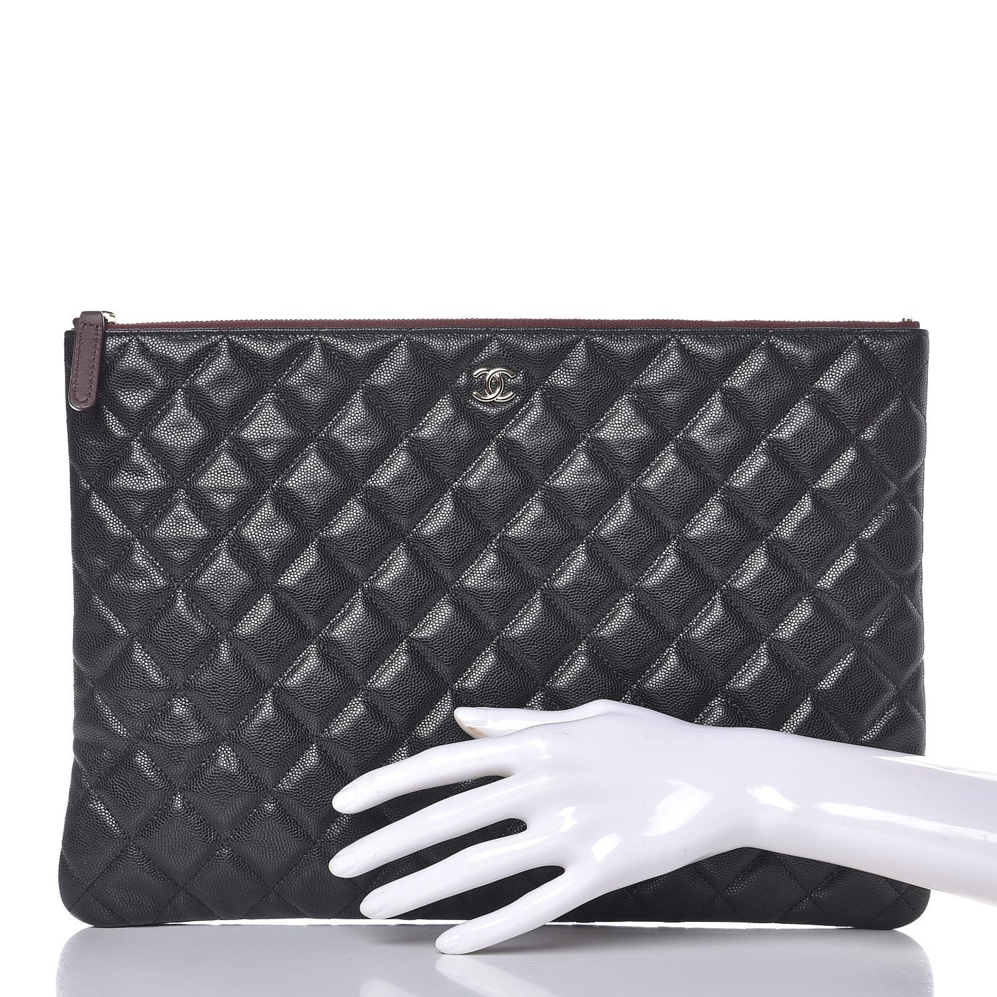 Caviar Quilted Large Cosmetic Case Black