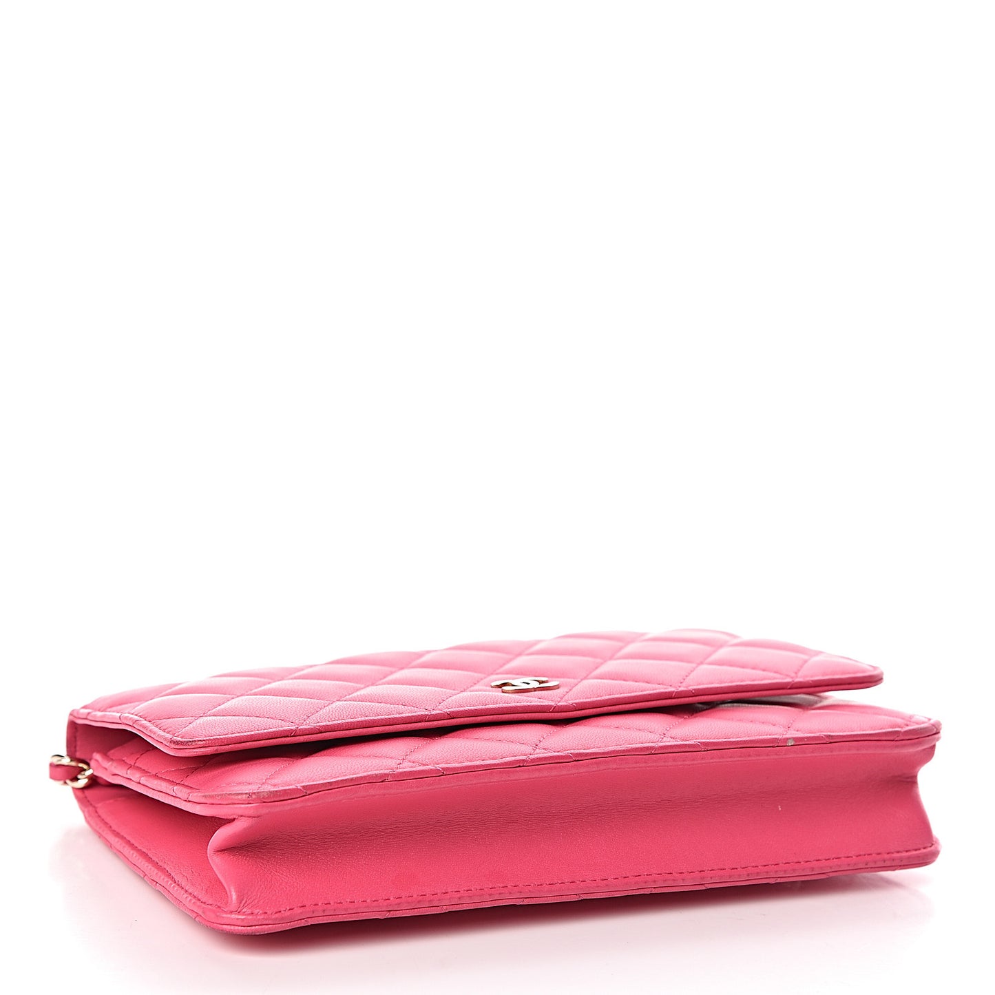 Lambskin Quilted Wallet On Chain WOC Pink