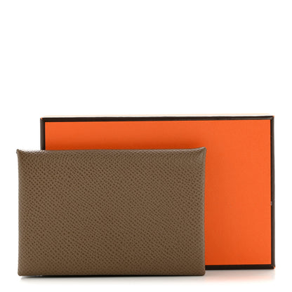 Hermes Epsom Calvi Card Case Etoupe 8 of 8