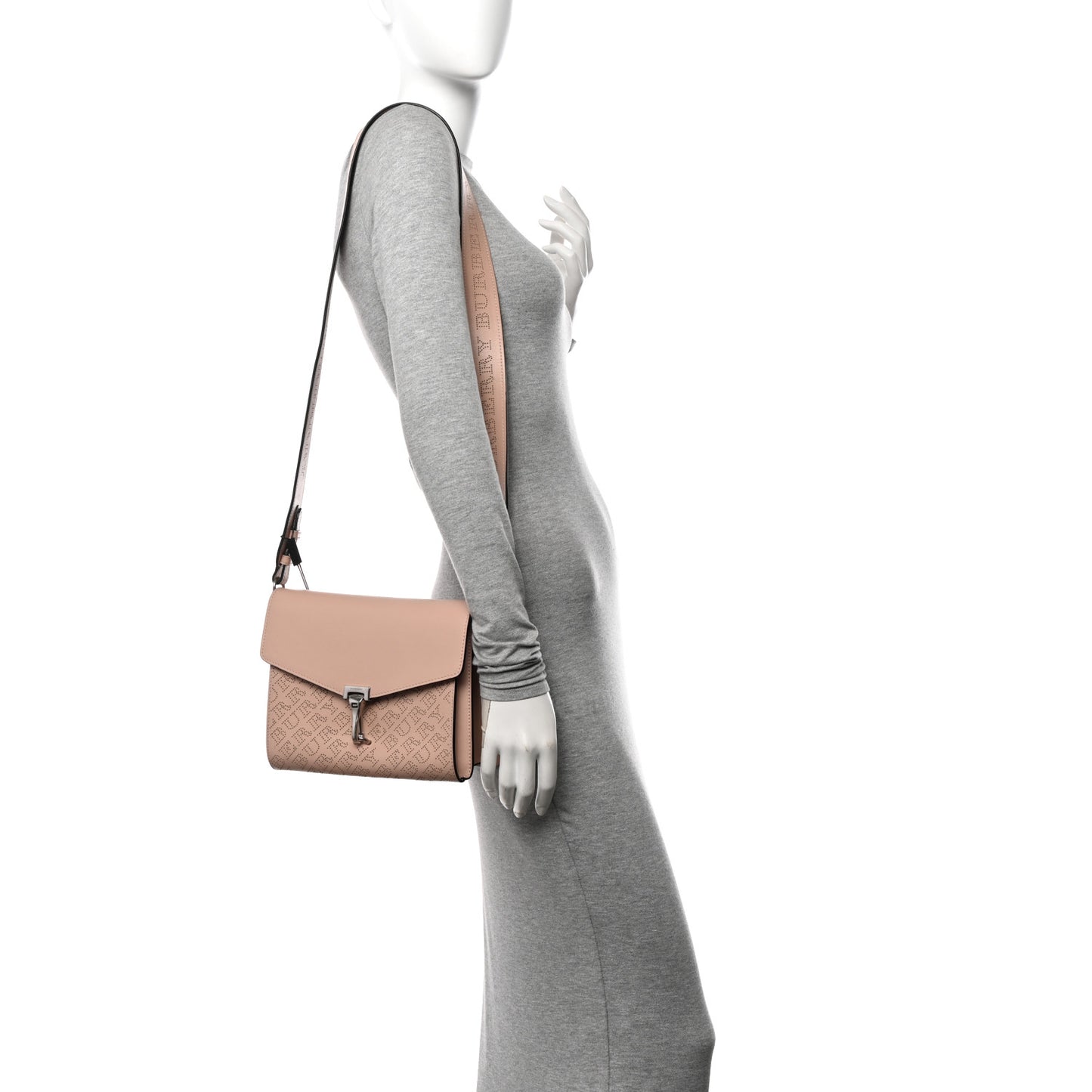 Calfskin Perforated Small Macken Crossbody Bag Pale Fawn Pink