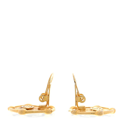 Chanel CC Round Clip On Earrings Black Gold 3 of 5
