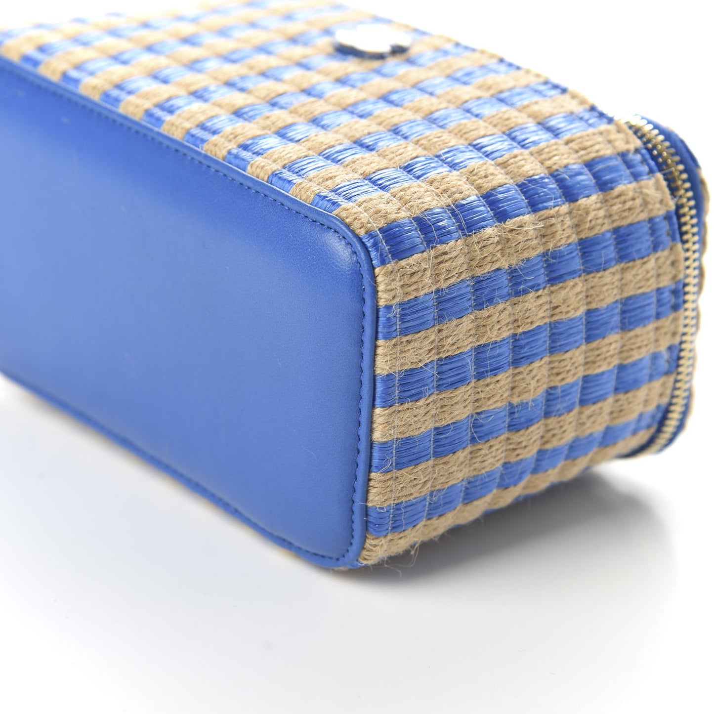 Striped Raffia Jute Vanity With Chain Blue Beige