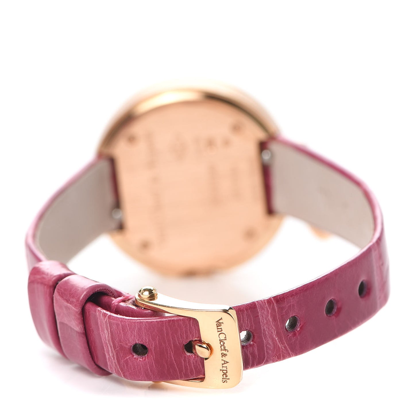 18K Rose Gold Alligator Diamond Bezel 25mm Charms Quartz Watch