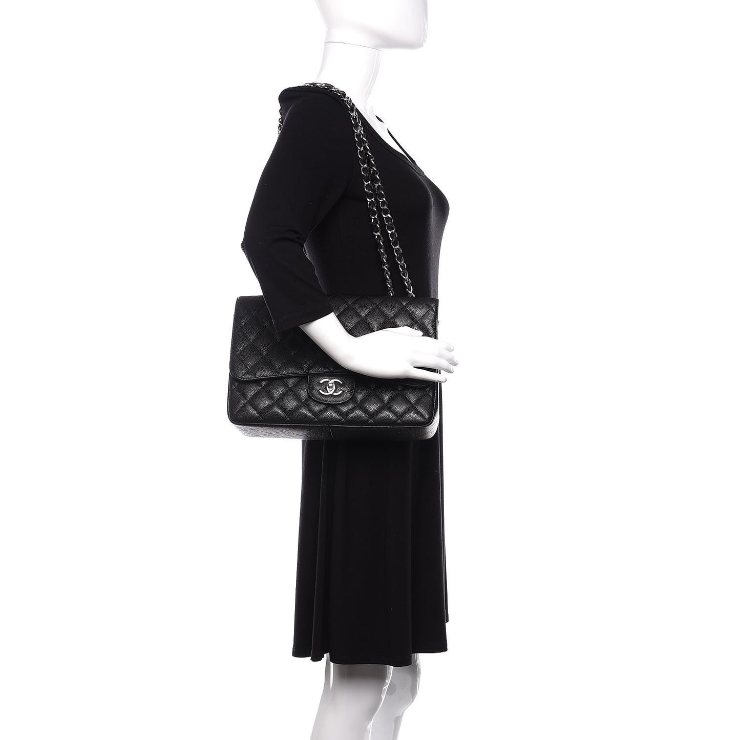 Caviar Quilted Jumbo Single Flap Black