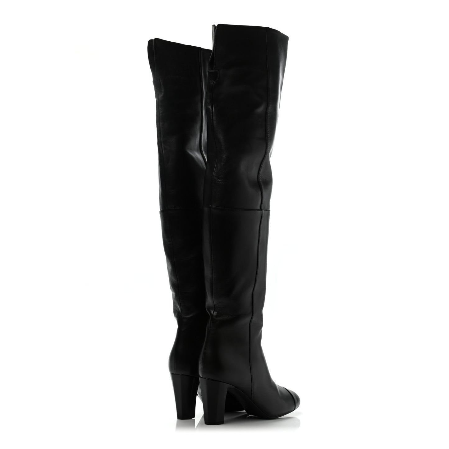 Calfskin CC Knee High Boots 38.5 Black